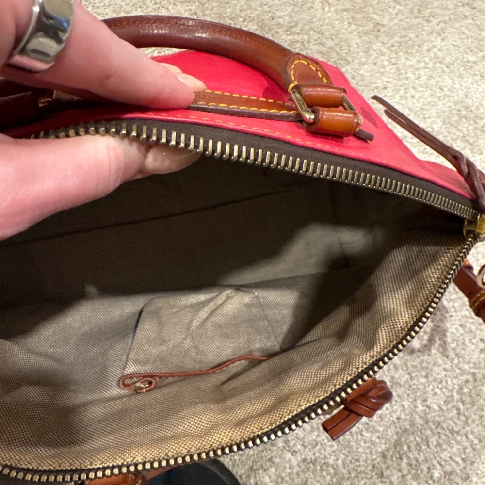 Dooney & Bourke Leather Satchel – Pink with Brown Trim - Picture 3 of 4